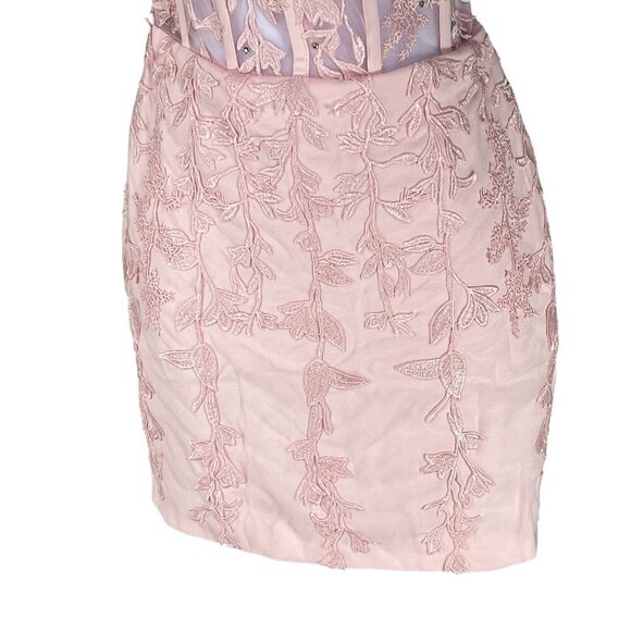 Wedding Apparel NWT Womens 2 Baby Pink Floral Lace Corset Mini Dress Coquette - Picture 10 of 16